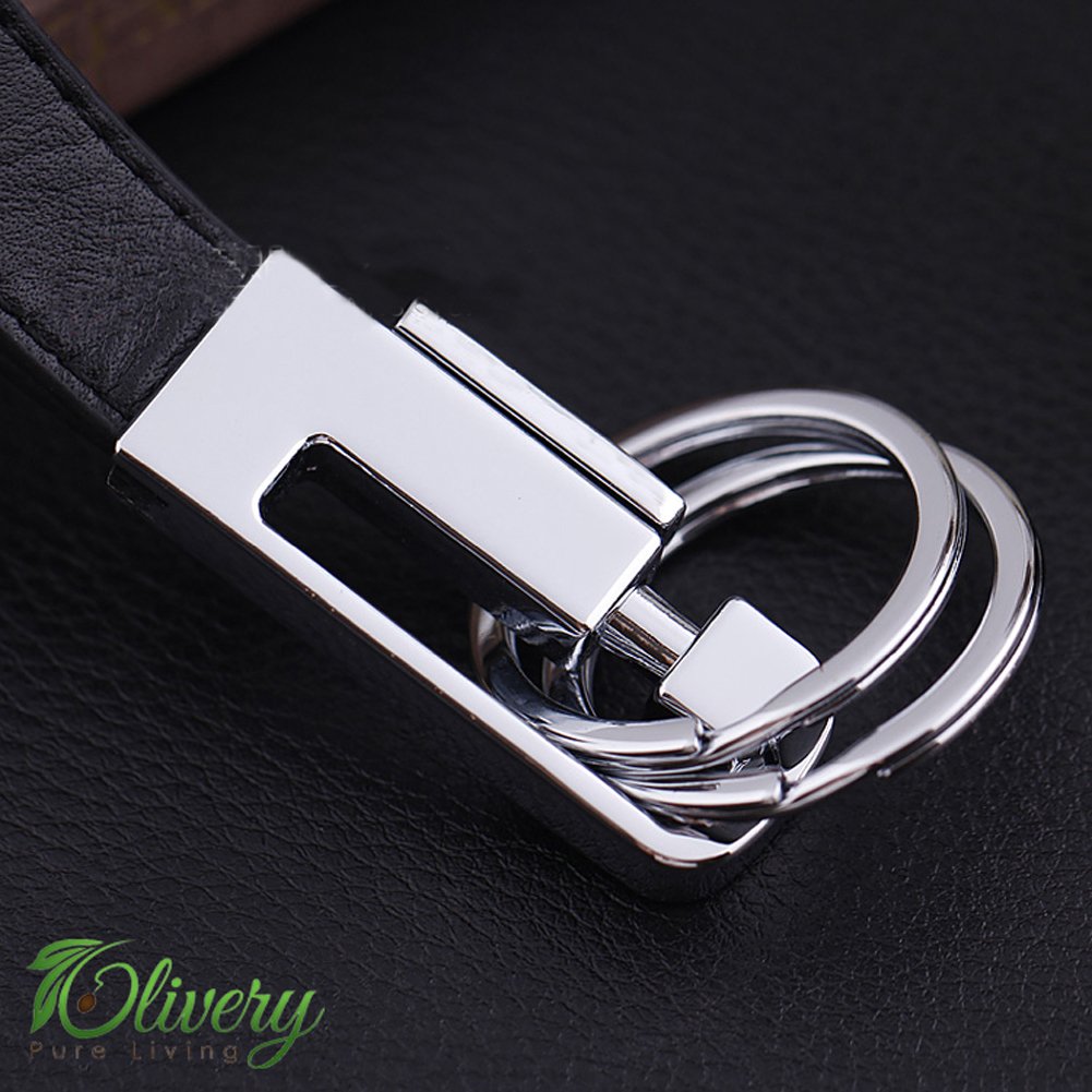 Olivery Leather Valet Key Chain with 4 Detachable Key Rings, Black