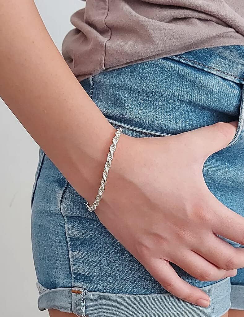 Sparkling/Rope/Box Bracelet for Women Men 2mm 2.5mm 3mm 5mm Diamond-Cut Silver/Gold Sparkling/Box/Rope Chain Bracelet for Gril 6.5/7/7.5/8/8.5/9 Inch - Image 4