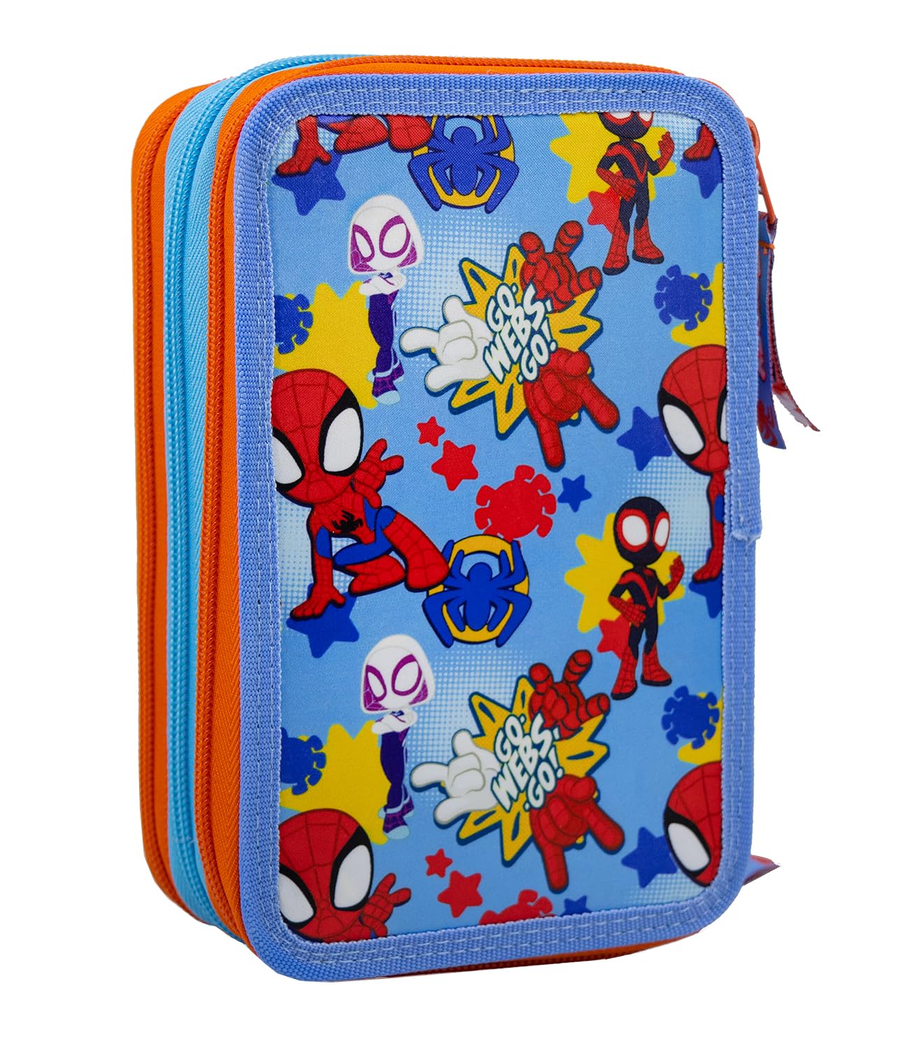 L'ERBAVOGLIO SPIDEY ASTUCCIO SCUOLA 3 ZIP ORIGINALE SPIDERMAN 44 PEZZI AZZURRO ROSSO