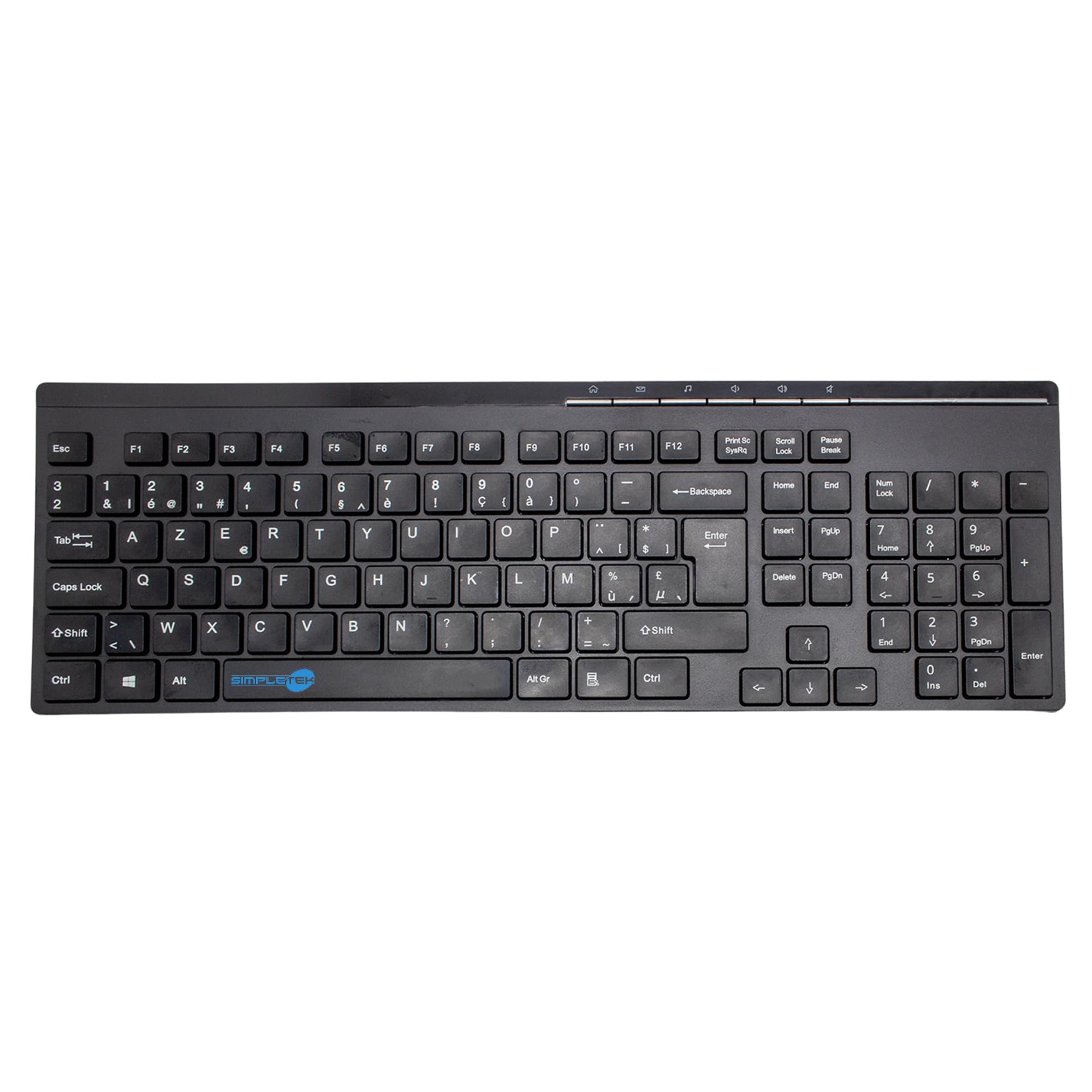 SIMPLETEK - Bezprzewodowa klawiatura i mysz zestaw z odbiornikiem USB Nano | Belgijski układ AZERTY | Mysz optyczna 1000 DPI | Plug & Play