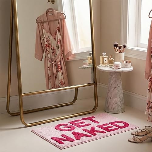 Miniatura 8 de Get Naked - Alfombra de baño de 17 x 24 pulgadas, absorbente, suave, color rosa intenso, lavable a máquina, alfombra de ducha antideslizante para
