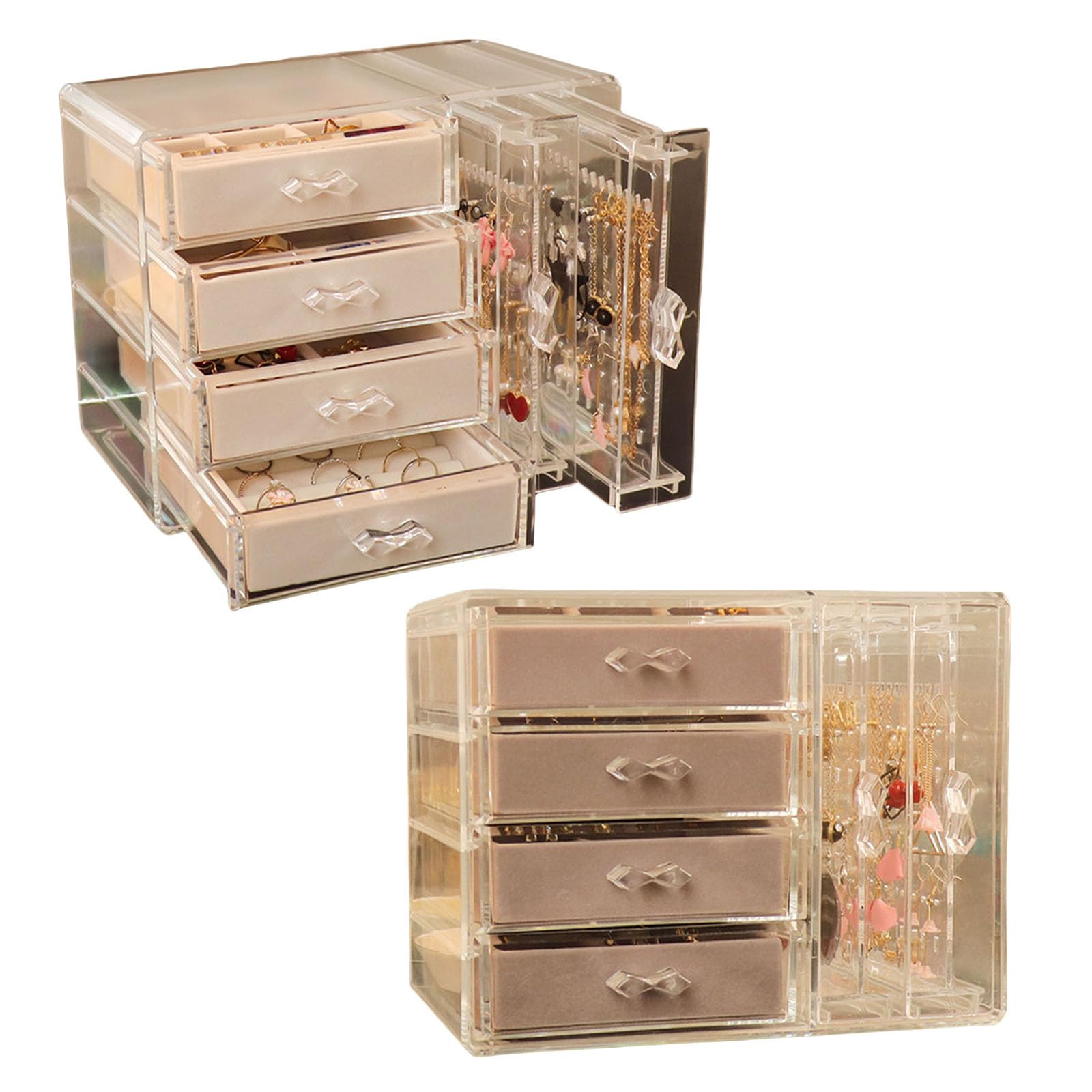 Trasparente Robusto Gioielli In Plastica Organizzatori Con Cinque Cassetti Accessori Con Tasche Portatili Per La Casa
