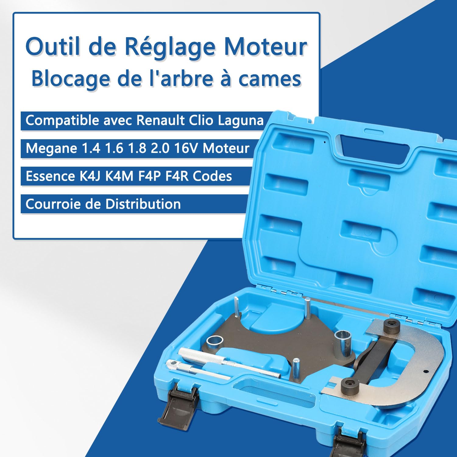 DPTOOL Strumenti di bloccaggio della fasatura del Motore dell'albero a camme Compatibile con i Codici Renault Clio Laguna Megane 1.4 1.6 1.8 2.0 16V Motore a Benzina K4J K4M F4P F4R