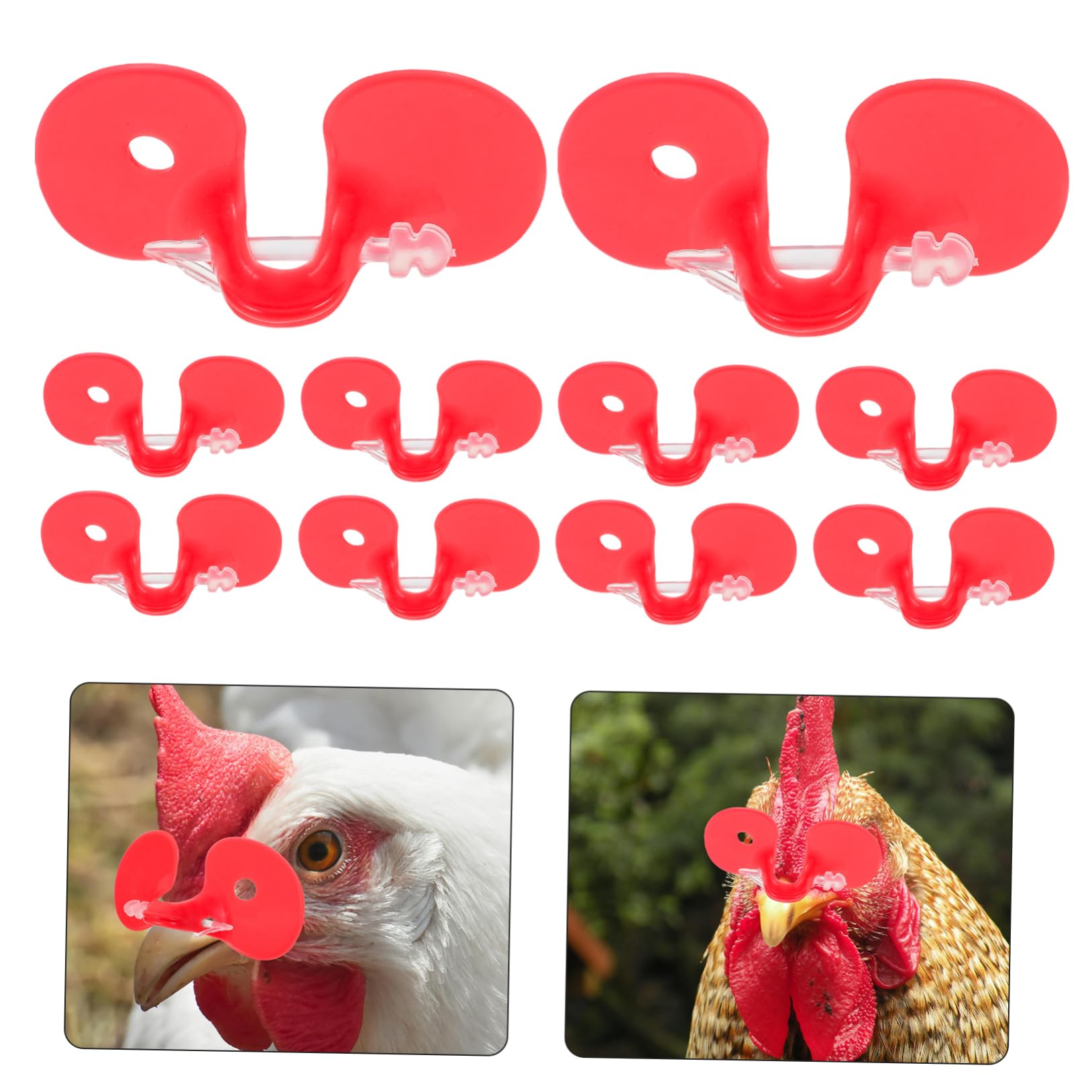 LATRAT 50er Set Hühnerbrillen – Anti-Pecking-Schutzbrille Für Hühner, Federpick-Schutz, Rot, Kunststoff – Für Geflügelhaltung & Farm