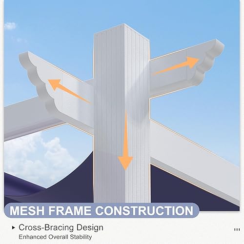 Miniatura 156 de PURPLE LEAF Pérgola de metal retráctil de 10 x 12 pies con toldo y cubierta de sombra para jardín, patio, terraza de playa, cenador, color blanco