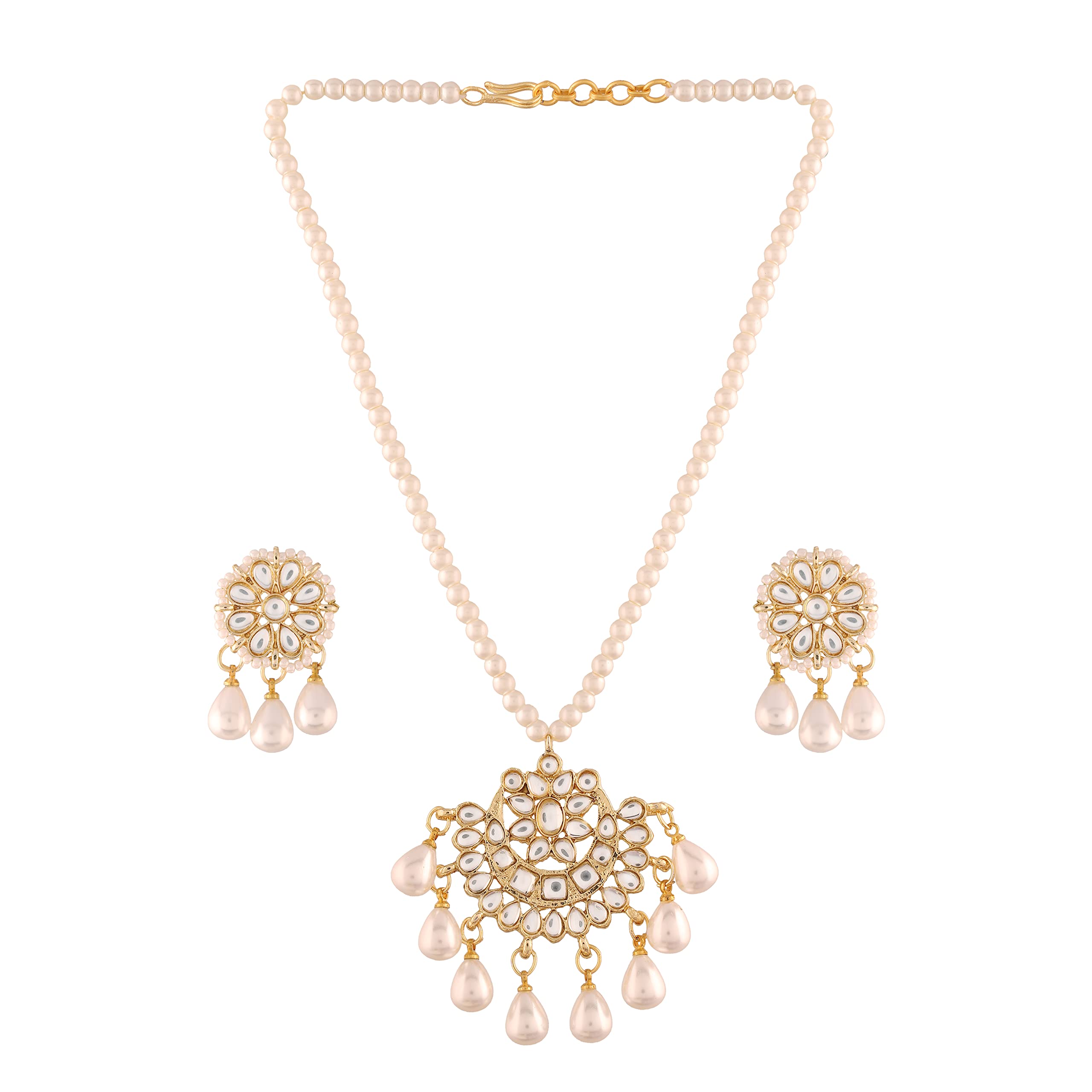 I Jewels 18k Gold Plated Kundan Pearl Studded & Beaded Moti Mala Necklace Jewellery Set for Women (ML303W) (B09J55VR6C) Amazon Price History, Amazon Price Tracker