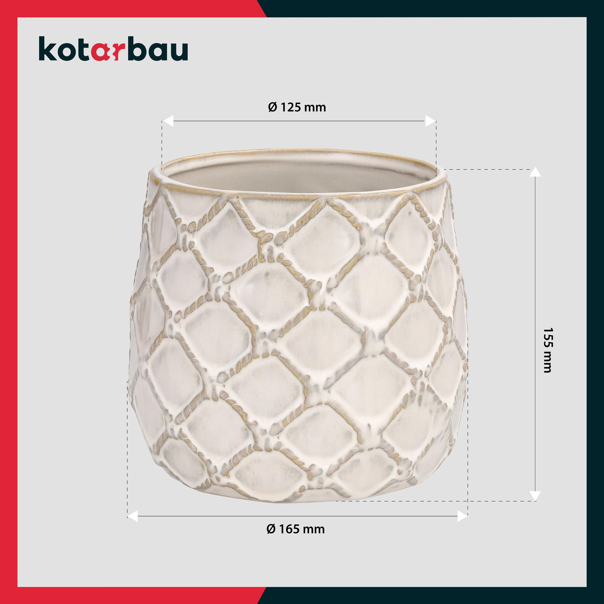 KOTARBAU® 2er Set Keramik-Blumentopf ⌀ 125 mm Übertopf Hell mit Ananas-Motiv