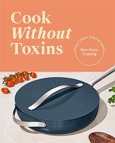 Miniatura 9 de Caraway Sartén antiadherente de cerámica con tapa (4.5 cuartos de galón, 11.8 pulgadas), no tóxico, sin PTFE ni PFOA, apto para horno y compatible