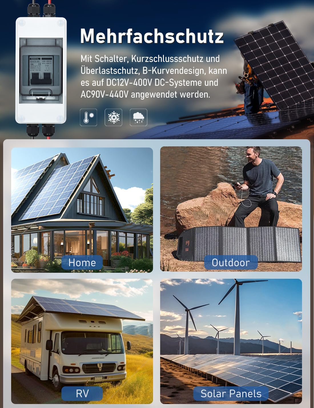 DIHOOL 6 Amp Electrical Disconnect Box, Small Circuit Breaker Box, ac Disconnect Box Outdoor