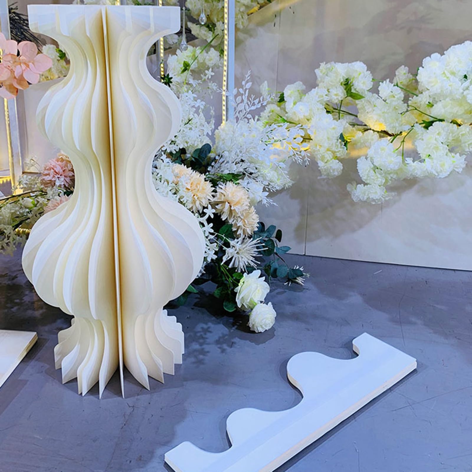 Soportes para tartas，Mesa de postres 3 soportes de pedestal cilíndricos for fiestas, soporte de pedestal for fiestas, columnas de papel plegables, soporte de flores cilíndrico con placas de acrílico(3