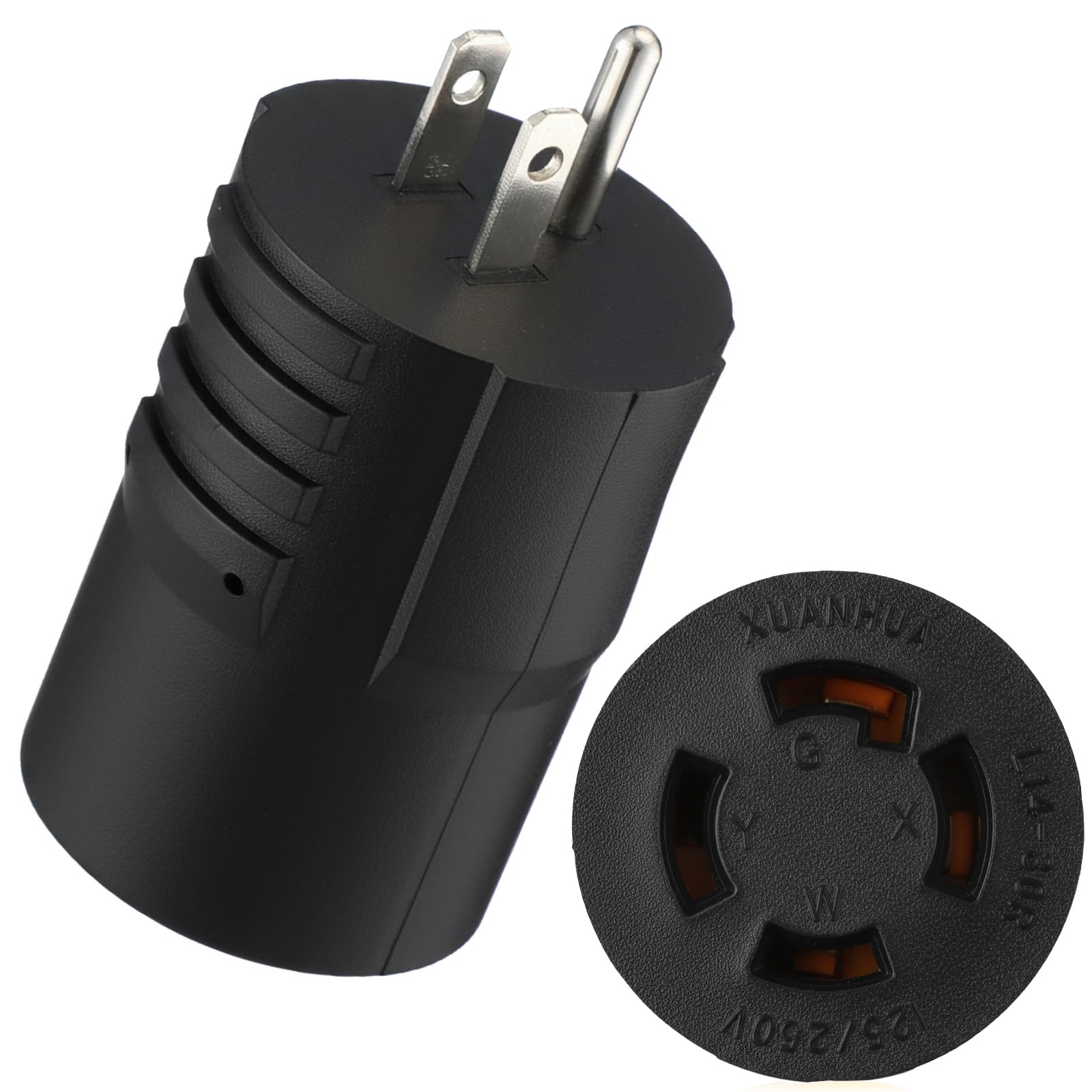Photo 1 of Kanayu NEMA 5-15P to L14-30R Generator Transfer Switch Adapter 3 Prong Household 15Amp to 4 Prong Generator Lock 30Amp Adapter to House Inlet Box(Black)