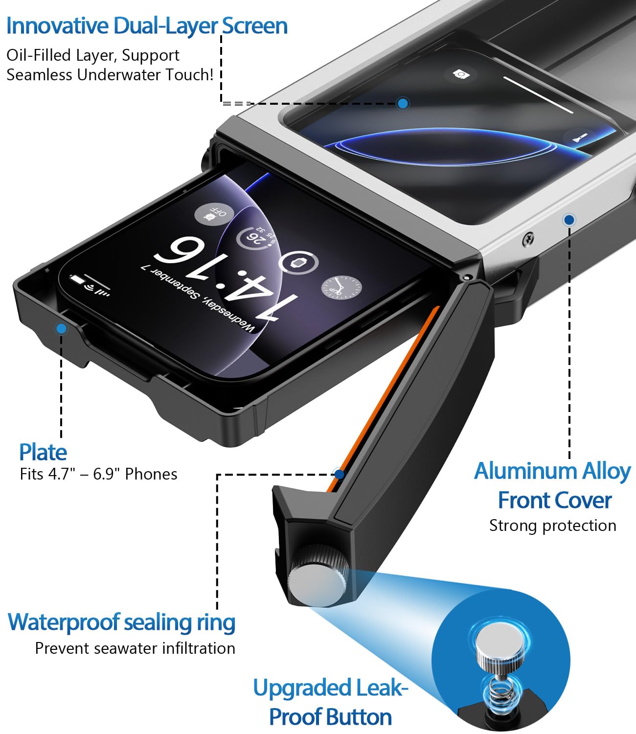 Funda impermeable IP68 para pantalla táctil subacuática – Funda profesional de buceo para iPhone, Samsung, Redmi, Xiaomi – Funda impermeable para teléfono móvil para buceo, esnórquel, foto y vídeo