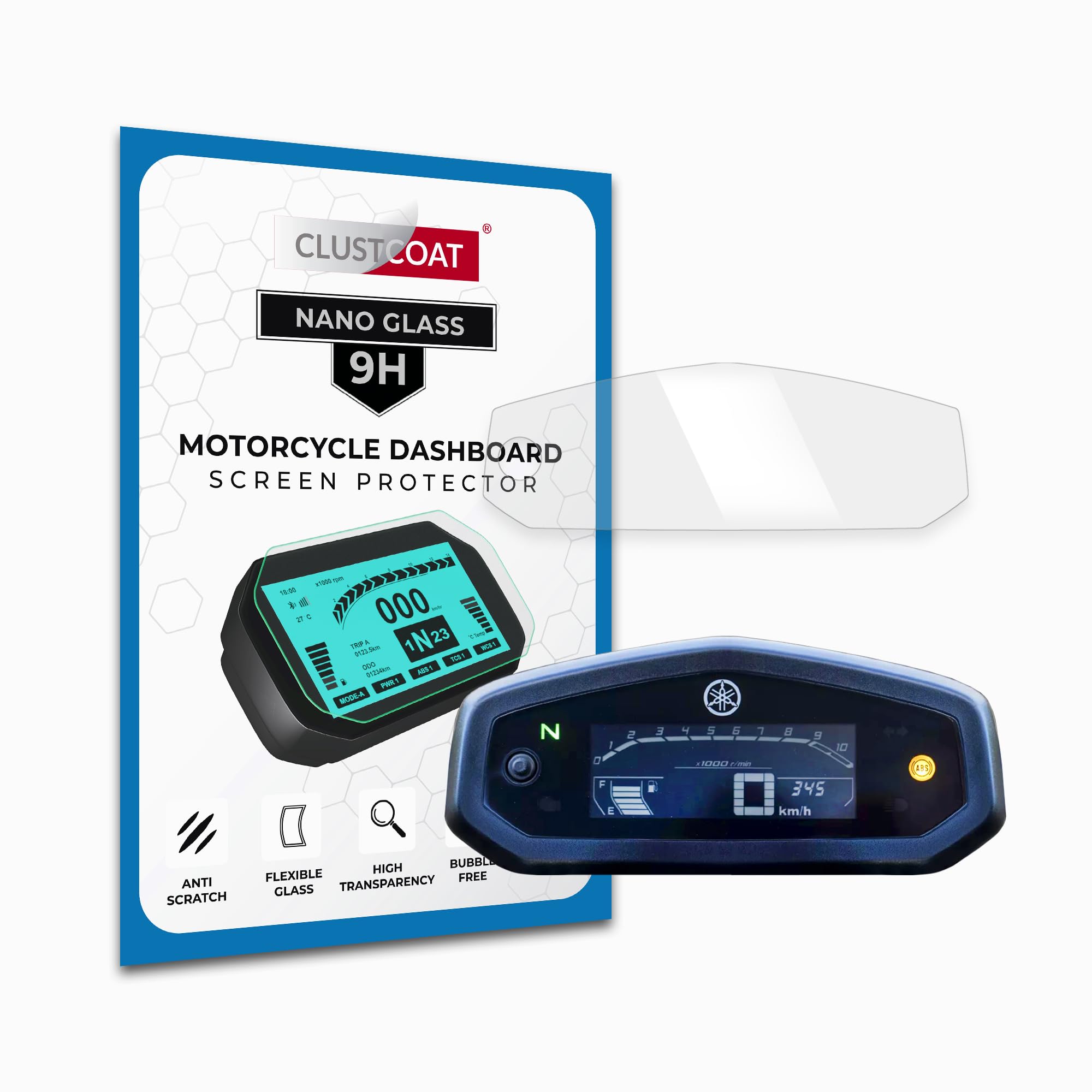 CLUSTCOAT 9H Nano Glass Motorcycle Dashboard Instrument Cluster Screen Protector for Yamaha FZ V3 / FZ-S V3-image-47