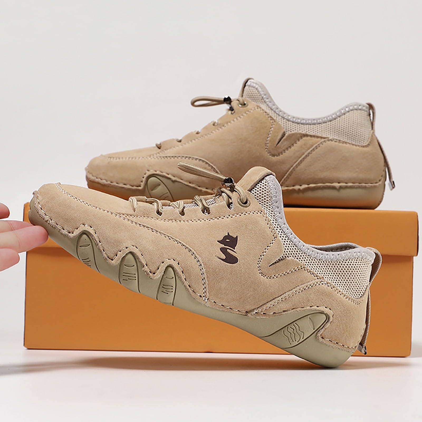 Zapatos casuales para mujer, zapatos casuales para mujer, botas chukka al tobillo, mocasines transpirables, hechos a mano, a la moda, tenis de caña media para caminar y conducir, Khaki, 40 EU