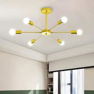 Deckenleuchte Vintage Deckenlampe E27 Gold Retro 6 Flammig