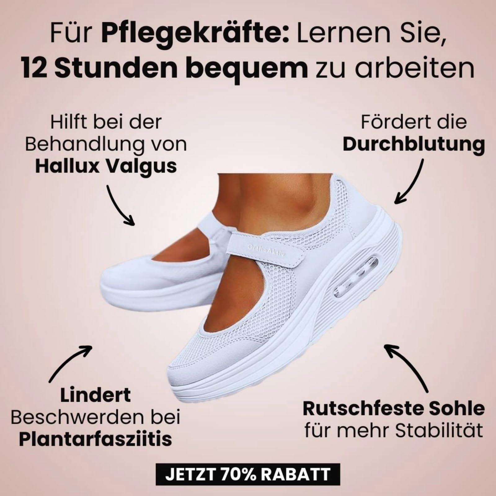 OrthoAktiv - gesunde Schmerzlinderungs-Schuhe für Damen，Hergestellt aus hochwertigen Materialien, leicht und einfach an und auszuziehen, bequem und modisch