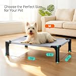 Niubya Elevated Outdoor Dog Bed, Cooling Elevated Pet Cot, Steel-Framed and Non-Slip Feet, Raised Dog Bed with Waterproof, Washable, Breathable Teslin Mesh,Grey 35in