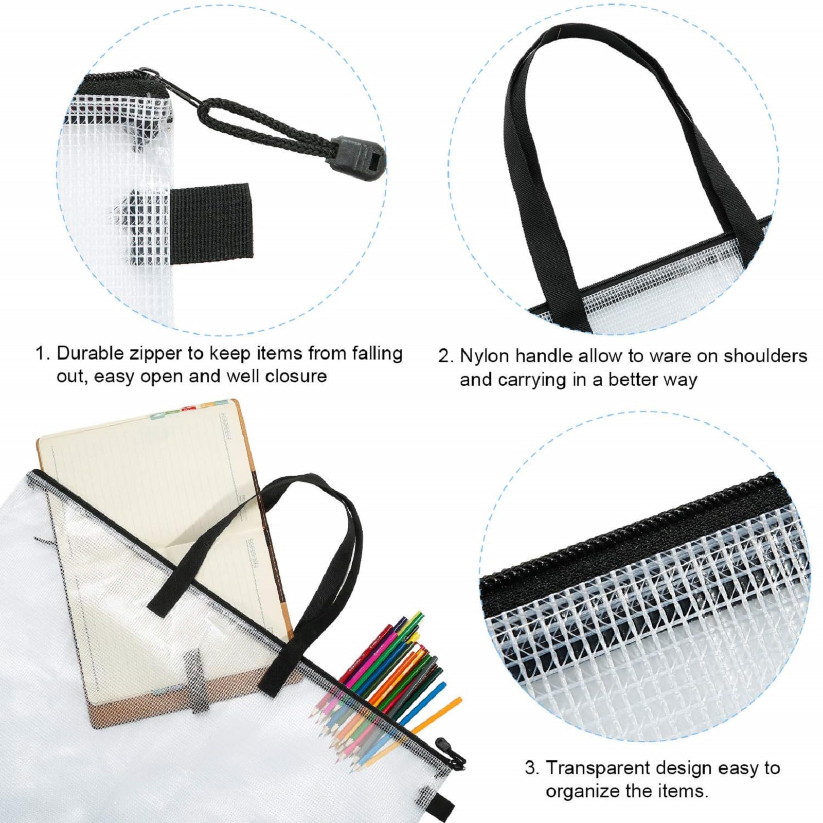 Outus Art Portfolio Case 19 x 25 Inches Posters Storage Bag Portfolio Folder with Handle and Zipper Transparent Folder Organizer for Painting Bulletin Boards End of The Year Gifts(1 Piece)