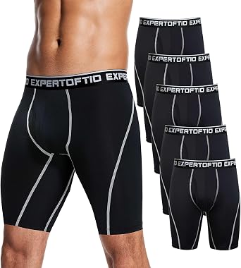 Mens Underwear 9 Inch Extra Long Leg Boxer Briefs for Men Pack, Athletic, Sport, Quick Dry, Moisture Wicking Fly