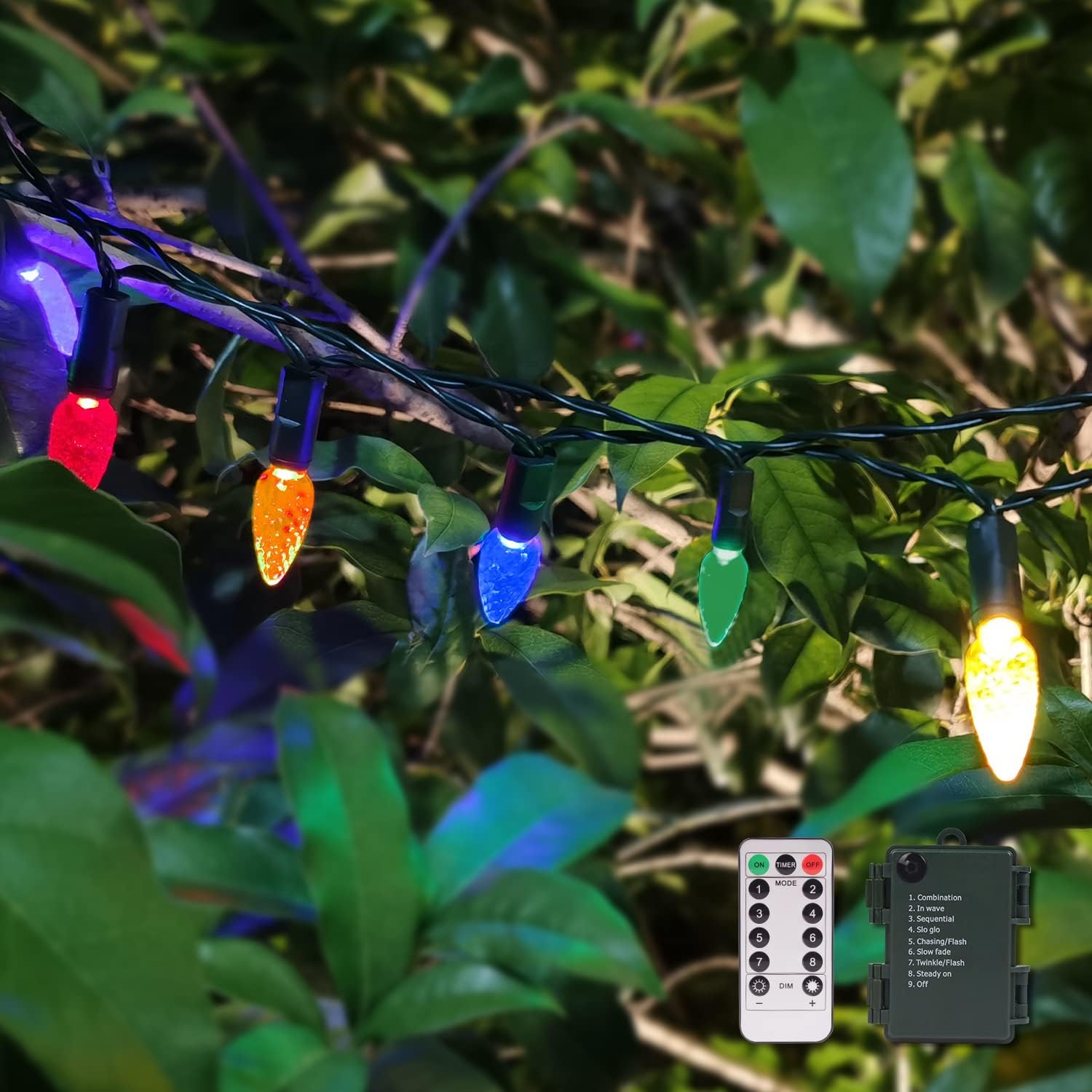 [2PK] Christmas By Sas LED Solar Fairy Lights, RGB Outdoor Lighting, Automatic Sensor Lights