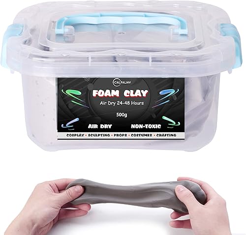 Arcilla de espuma moldeable para cosplay de 1.1 libras (gris), alta densidad para diseños intrincados, se seca al aire, para cortar con un cuchillo
