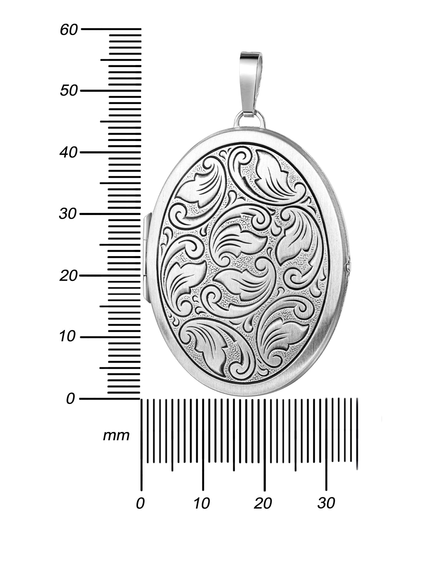 Medaillon XXL mattiert verziert oval 925 Sterling Silber zum öffnen für Bildereinlage 2 Fotos Amulett Verzierung von Haus der Herzen® mit Schmuck-Etui