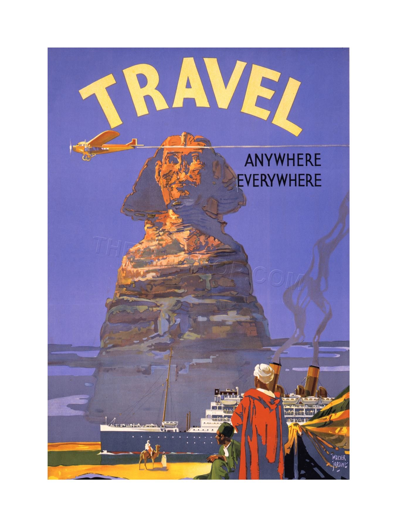 Wee Blue Coo Travel Tourism Ship Liner Egypt Sphinx Vintage Advert Wall Art Print