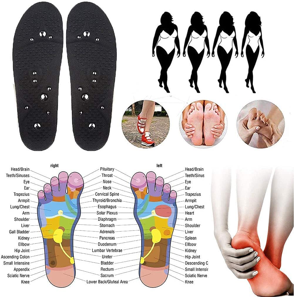 wkładki do butów, Magnetyczne wkładki akupresurowe refleksologiczne, oddychające dezodorujące Comfort Therapy odchudzające do utraty wagi(3 Pair,L)