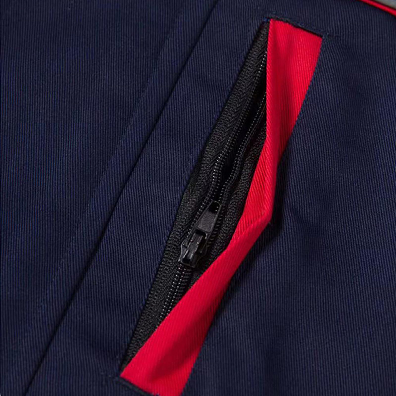 Manga Larga Overol Zip Front Jacket & Traje De Trabajo Con Bolsillos Múltiples