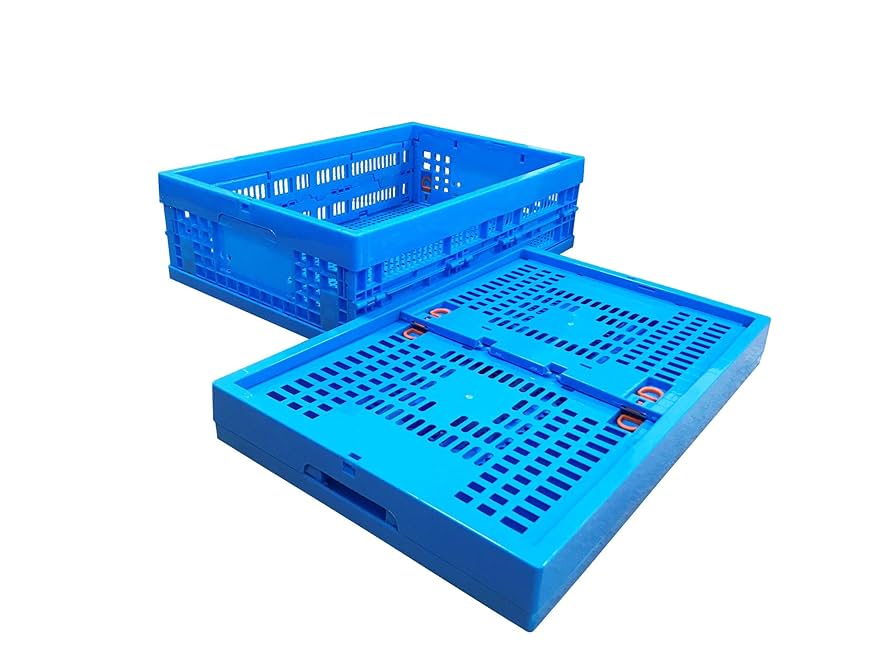 青いプラスチック収納ボックス 折りたたみコンテナ　オリコン　12個セット Amazon｜折りたたみコンテナ K6418 32L コンテナボックス