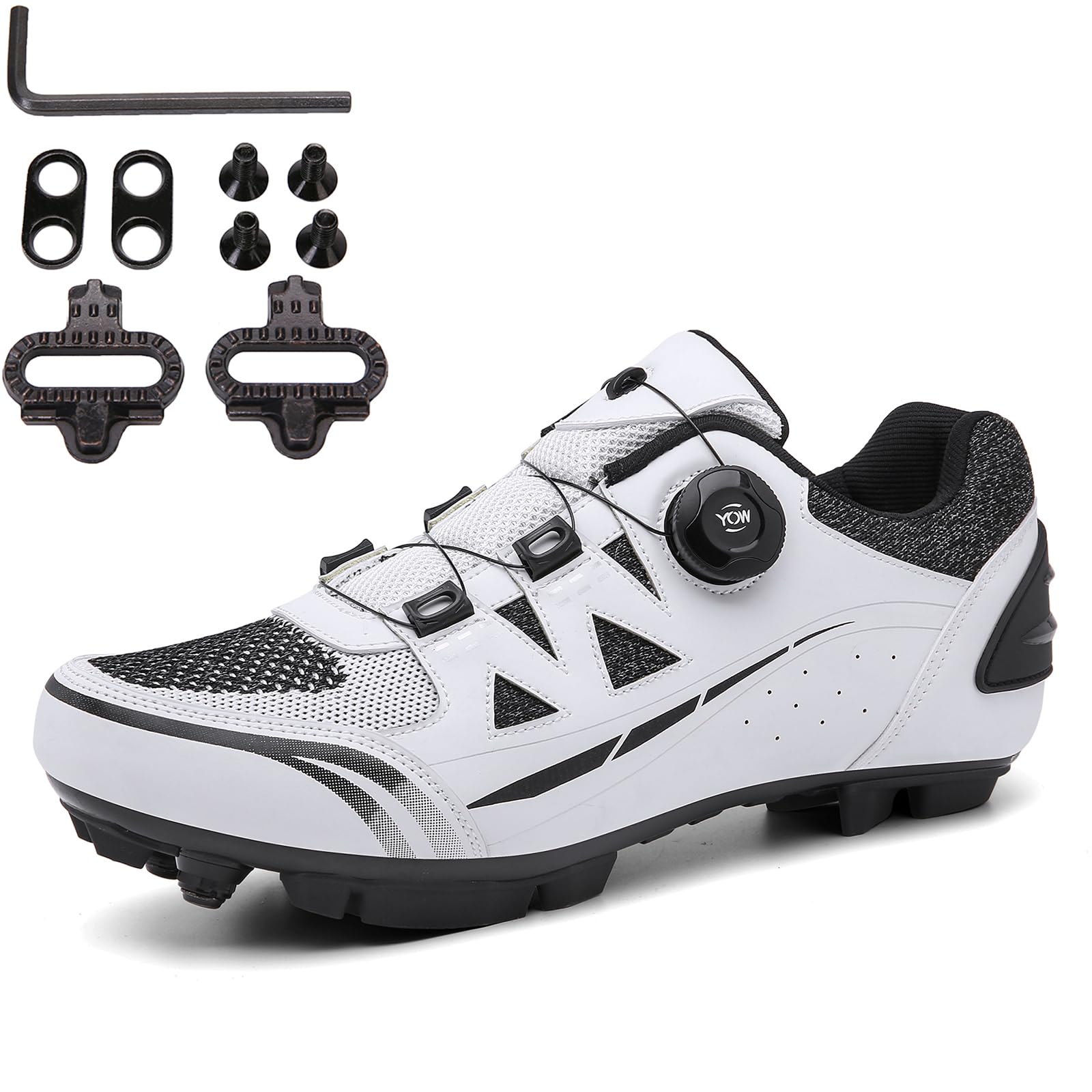 MTB Schuhe Herren Fahrradschuhe Mountainbike Schuhe Kompatibel mit Shimano SPD 2-Bolts-Pedalen mit Stollen, für Rennschuhe in Innen- und Außenbereiche