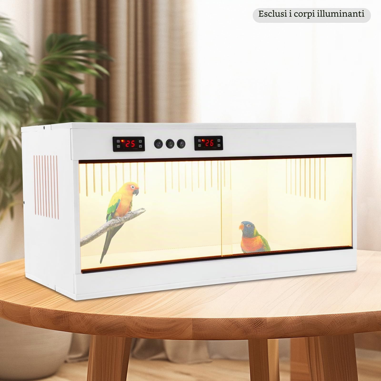 Terrario per rettili, con doppia regolazione intelligente della temperatura, custodia in PVC e vetro temperato, colore bianco, per rettili, lucertole, serpenti e altri animali domestici