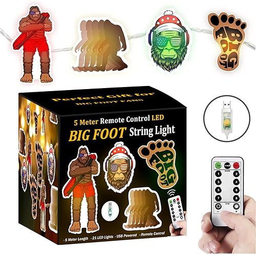 Sasquatch - Tira de luces, regalos Sasquatch para hombres y mujeres, luces operadas por USB de 16.5 pies con control remoto y temporizador, luces de