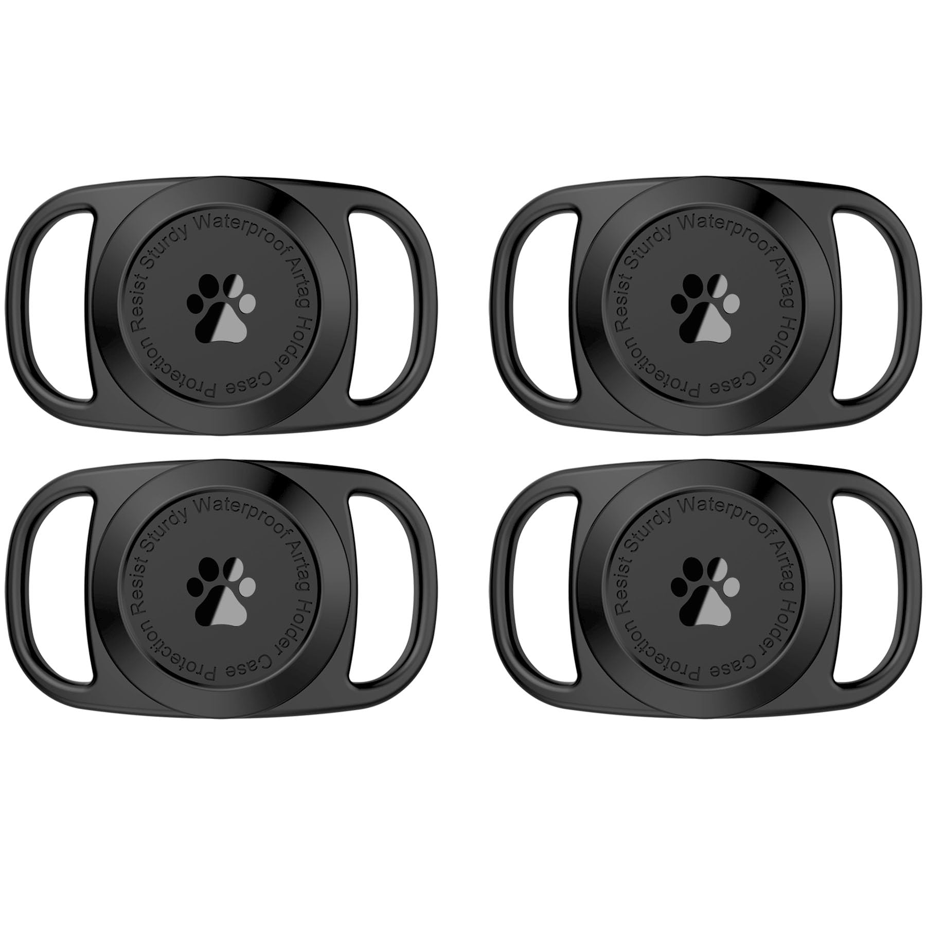 Air-tag Dog Collar Holder, [4 Pack], Waterproof Protective Case for Apple Air-Tag, Durable & Lightweight with Full-Body Protection, Soft Silicone,