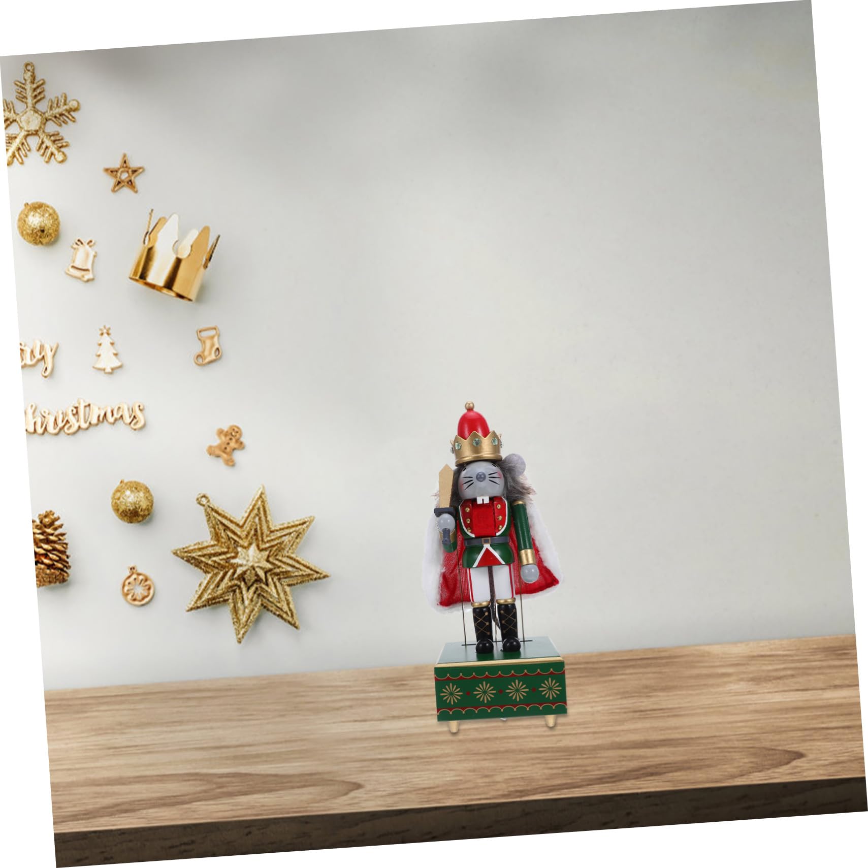 Caja de Música de Cascanueces de Madera con Figura de Ratón Rey Mecanismo de Cuerda sin Pilas Decoración Navideña para Estantes y Mesas Regalo para Ocasiones Especiales