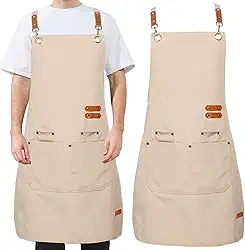 2 aventais de churrasco para homens com bolso, avental de trabalho cruzado ajustável, avental de lona para cozinha e churrasco