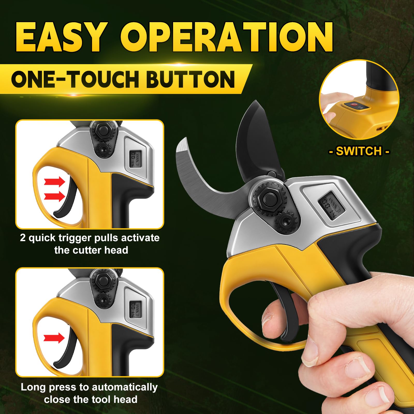 Forbici Elettriche da Potatura a Batteria 45 mm con Asta Telescopica da 2 Metri Compatibile con Dewalt 20v 18 V (senza batterie), Cesoie Elettriche da Potatura, Cesoie a batteria, Forbici da Potatura