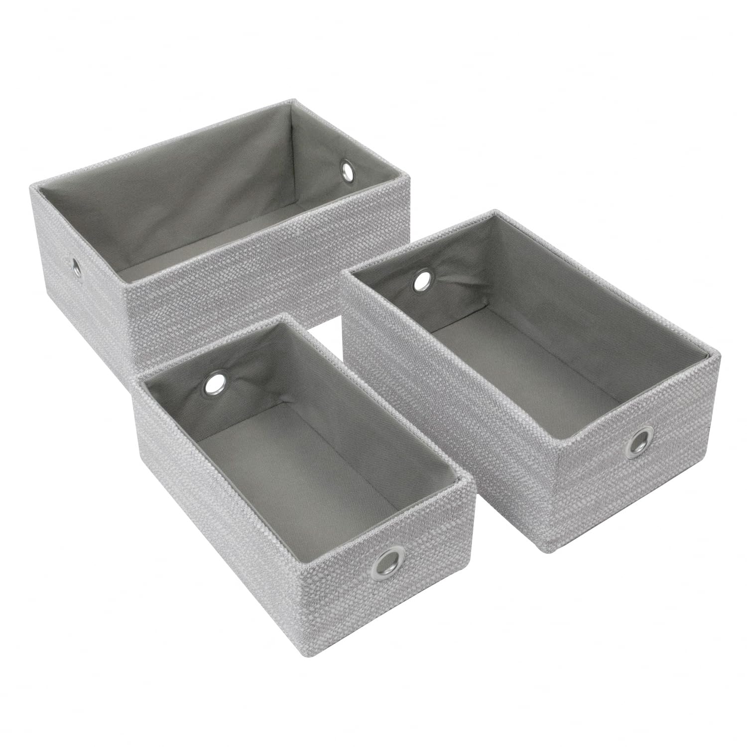 JVL - Storage Basket - Rectangular - Light Grey - 3 Pack