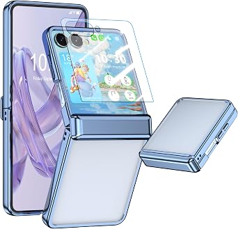 Clear Case for Samsung Galaxy Z Flip 7 Case with Screen Protector Shockproof Hinge Protection Phone Cover for Galaxy Z Flip 7 5G - Blue