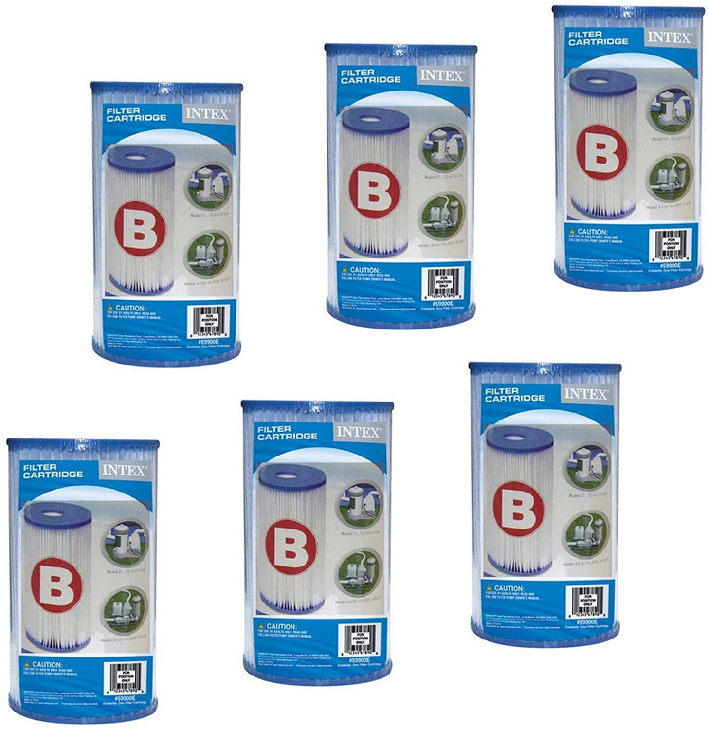 Intex 29005 Cartuccia di Ricambio per Filtro Piscina Tipo B - Pacco da 6