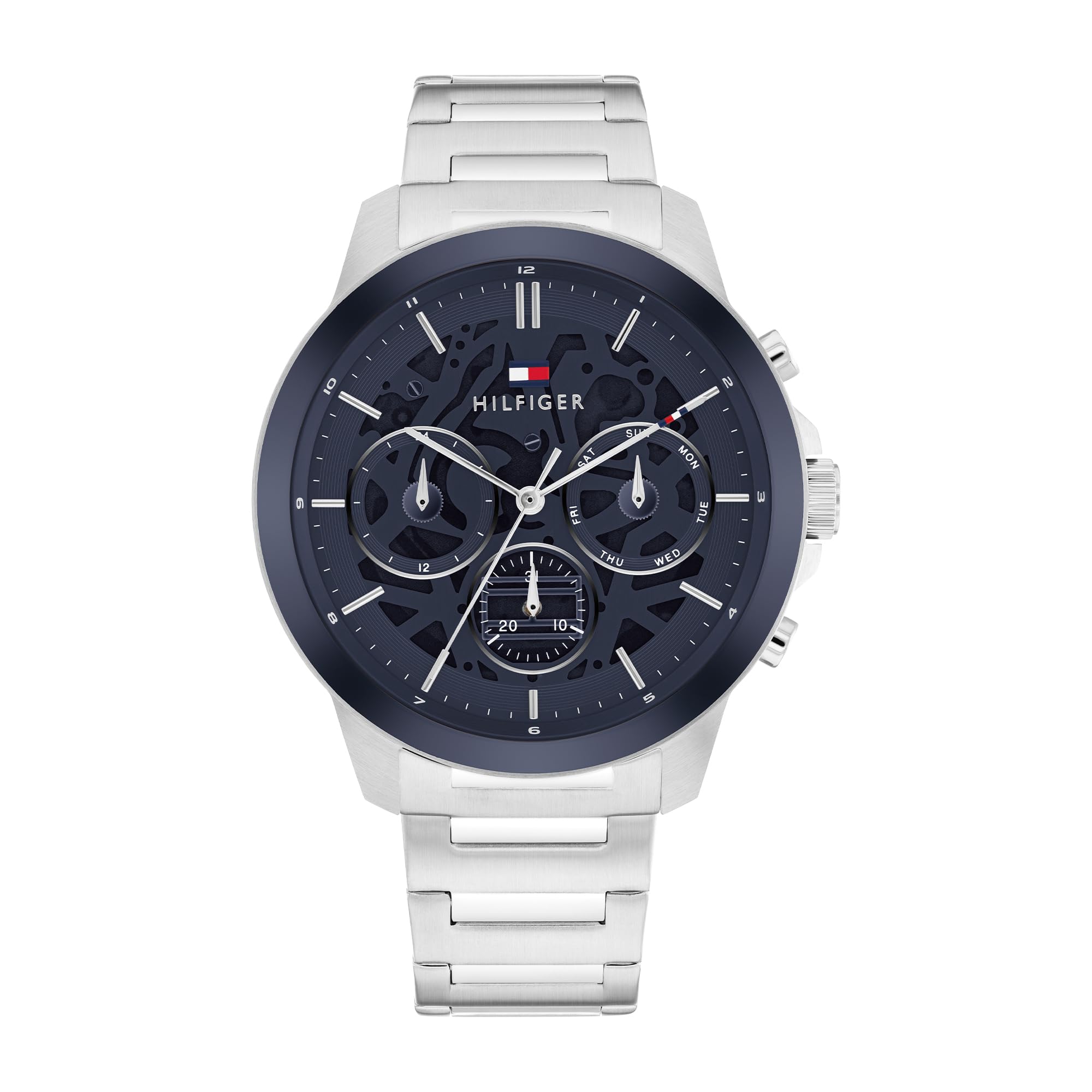 Tommy Hilfiger Multi Zifferblatt Quarz Uhr für Herren mit Silbernem oder Schwarzem Edelstahlarmband