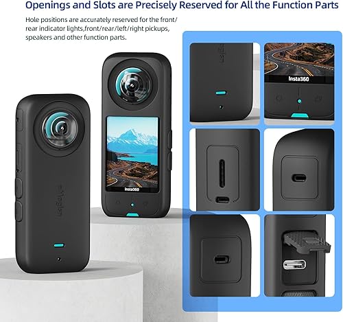 Miniatura 3 de Paquete de protector de pantalla y funda de silicona para Insta360 x3, incluye 2 protectores de pantalla, 2 protectores de lente, 1 funda de silicona