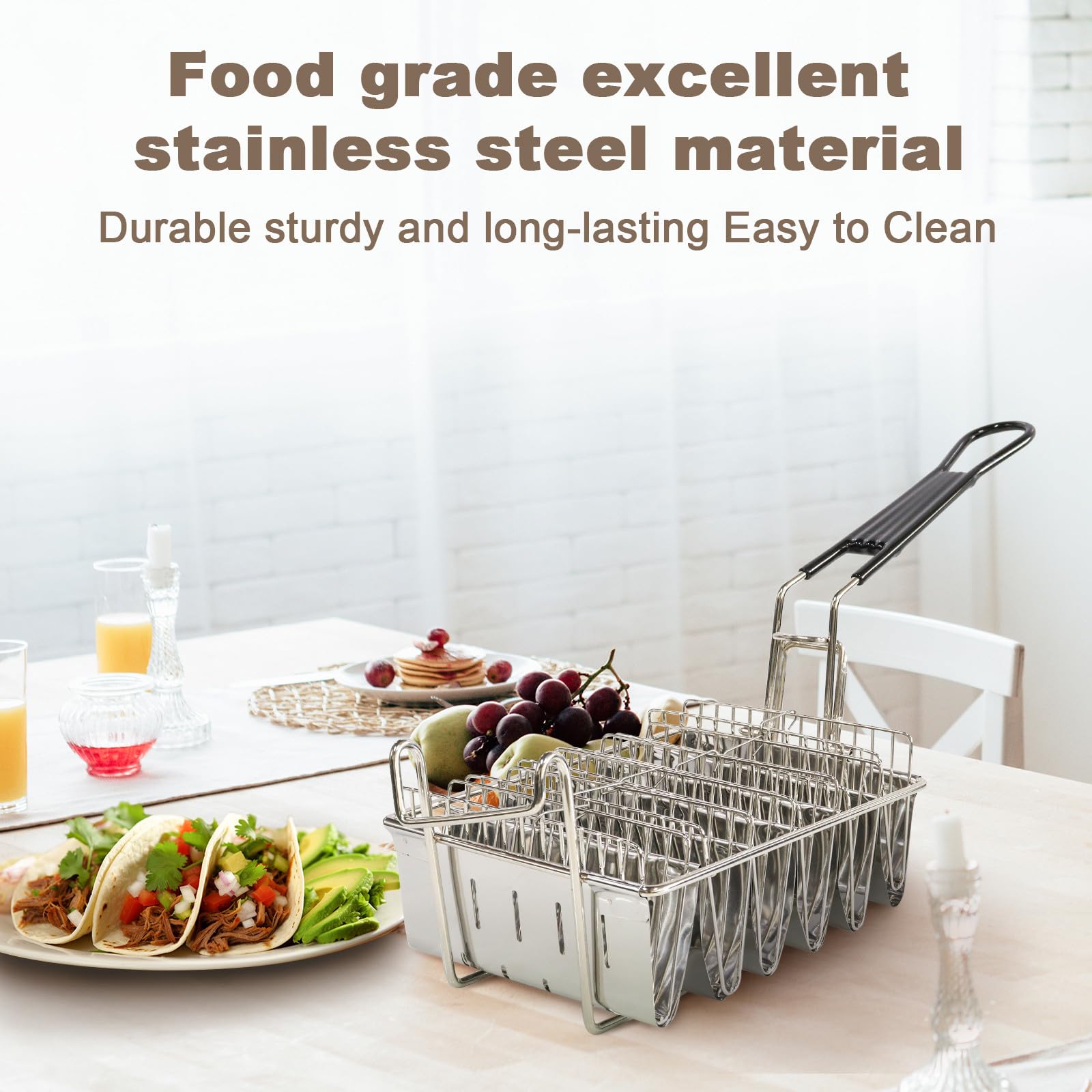 Stainless Steel Taco Fry Basket - Handles Included -7 Stainless Steel Taco Fry Basket - Handles Included -7