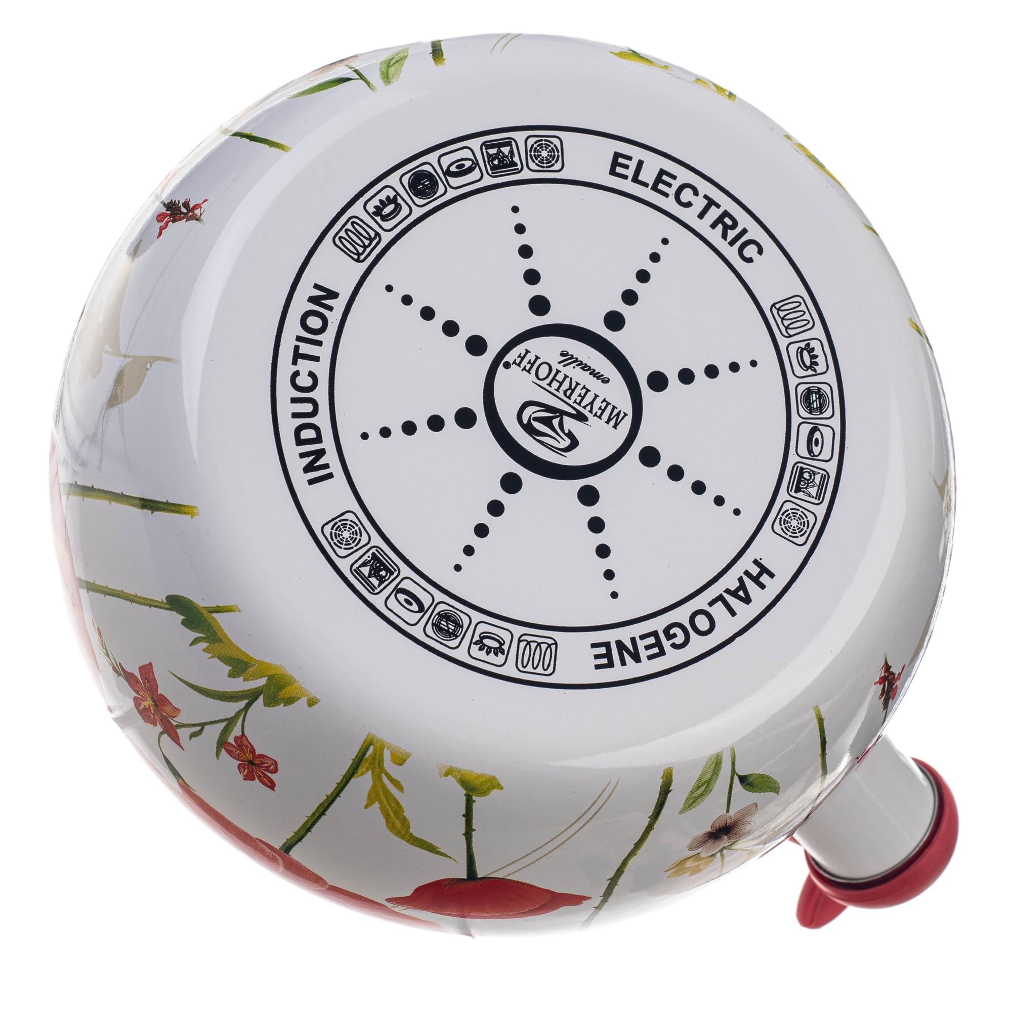 KADAX Bouilloire Sifflante en Acier 2.2L, Théière Émaillée pour Cuisinières à Induction et à Gaz, Dotée d'une Poignée Ergonomique et d'un Sifflet Intégré (Fleurs rouges)