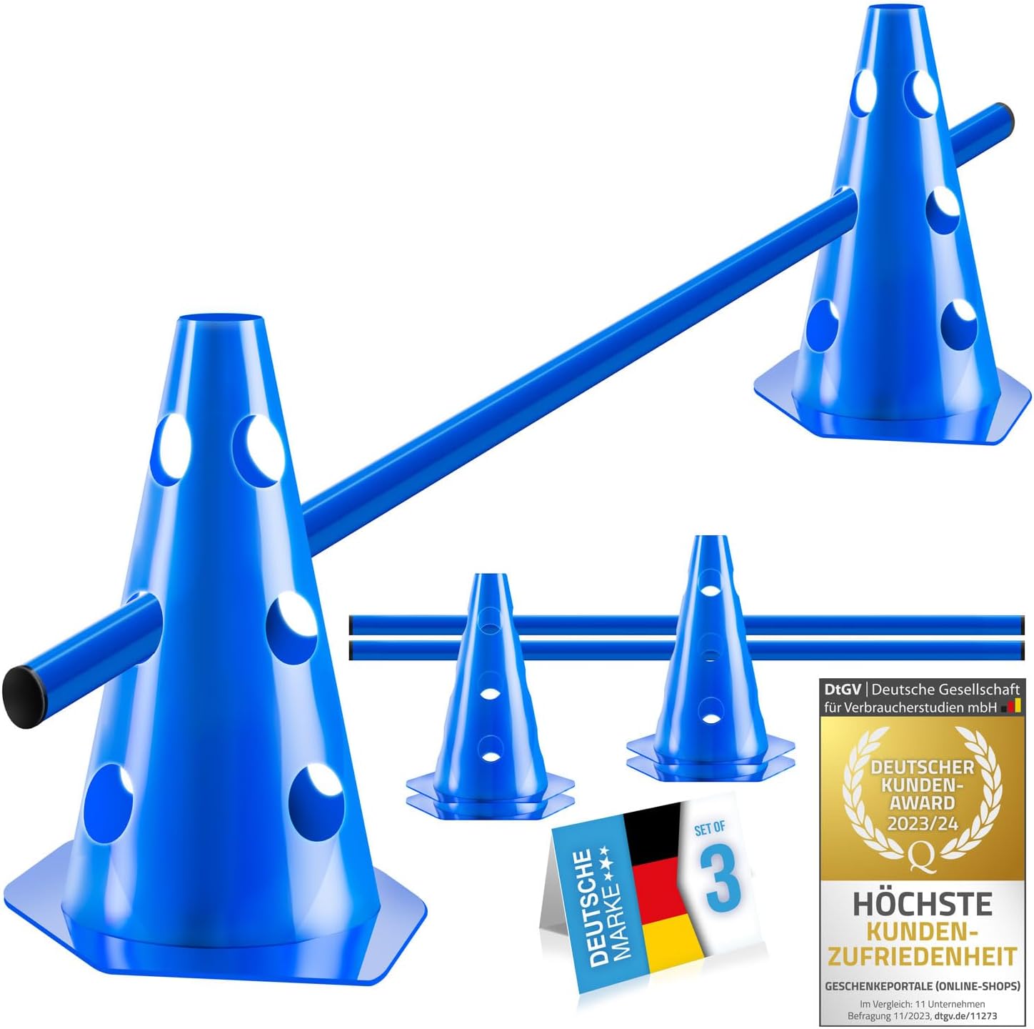Agility Training Accessories for Dogs and Horses Obstacle Set with Bar and Cones Stable and Sturdy for Animal Training and Football (2 Sets) 2
