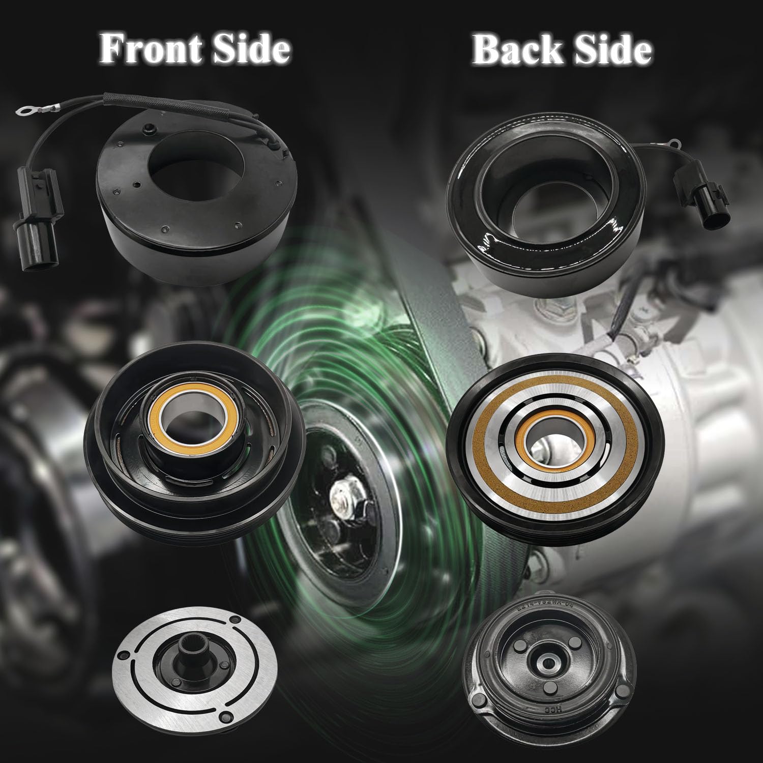 A/C Compressor Clutch Kit For 2007-2012 Hyundai Elantra 2.0L – Includes Plate, Pulley, Bearing, Coil – Fixes AC Engagement Issues