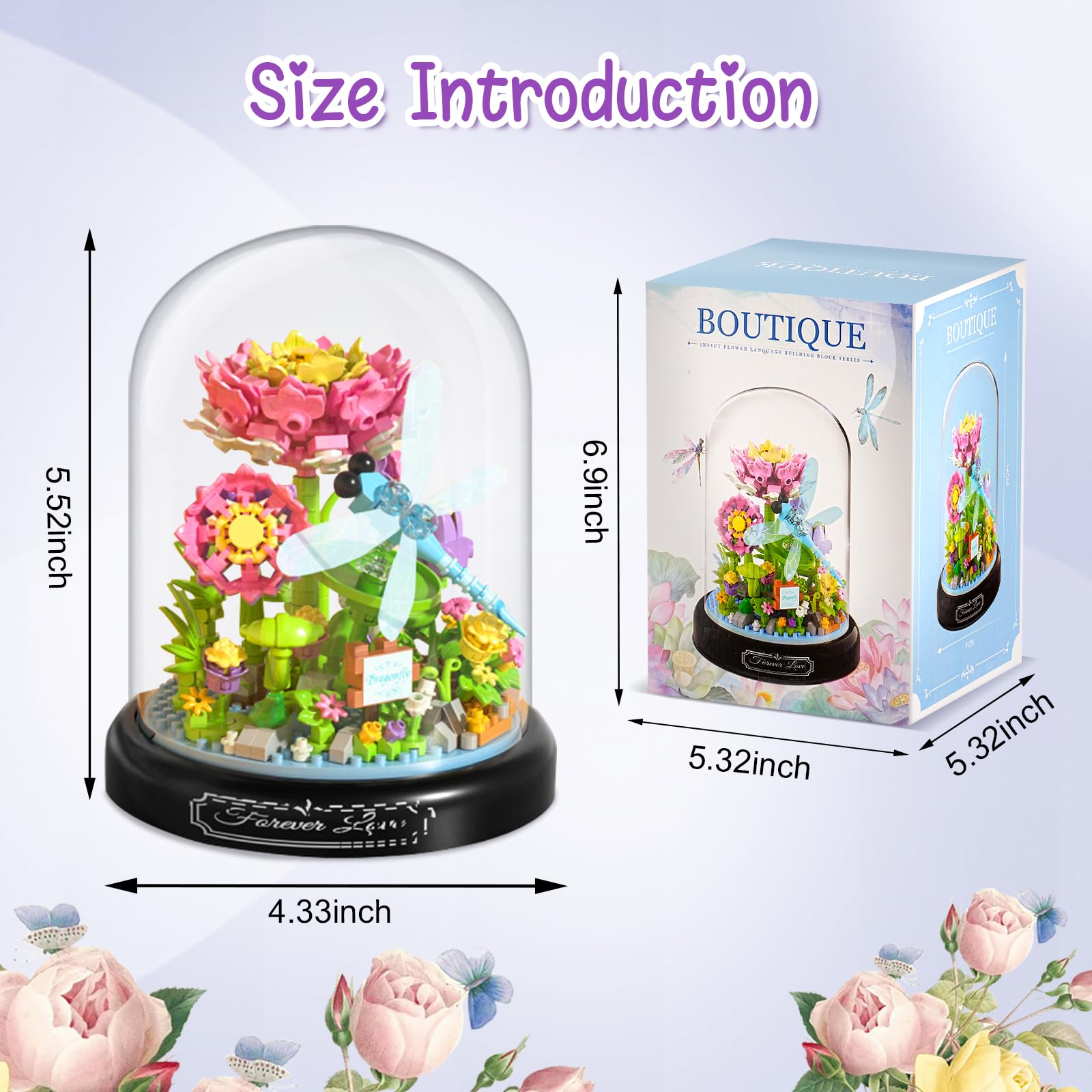 Mini Animals Flower Building Set, 568 Pcs Animals and Flower Building Blocks with Transparent Cover - Image 2
