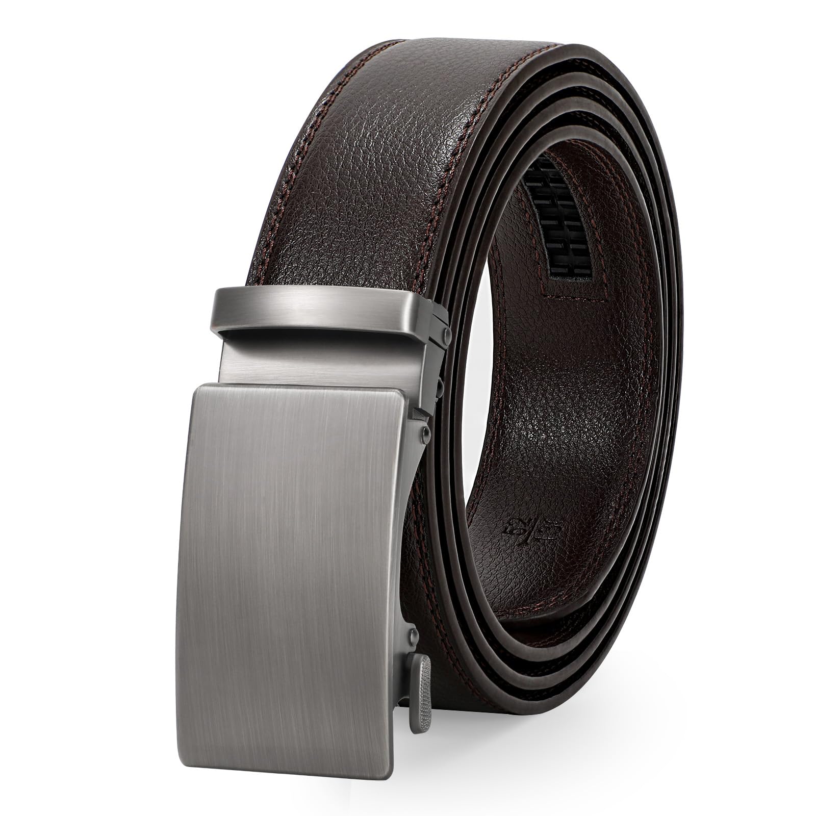 JasGood Leder Herren Gürtel, Gleitender Ratsche Ledergürtel für Männer Anzug mit Automatischer Schnalle, 3,5cm Breit