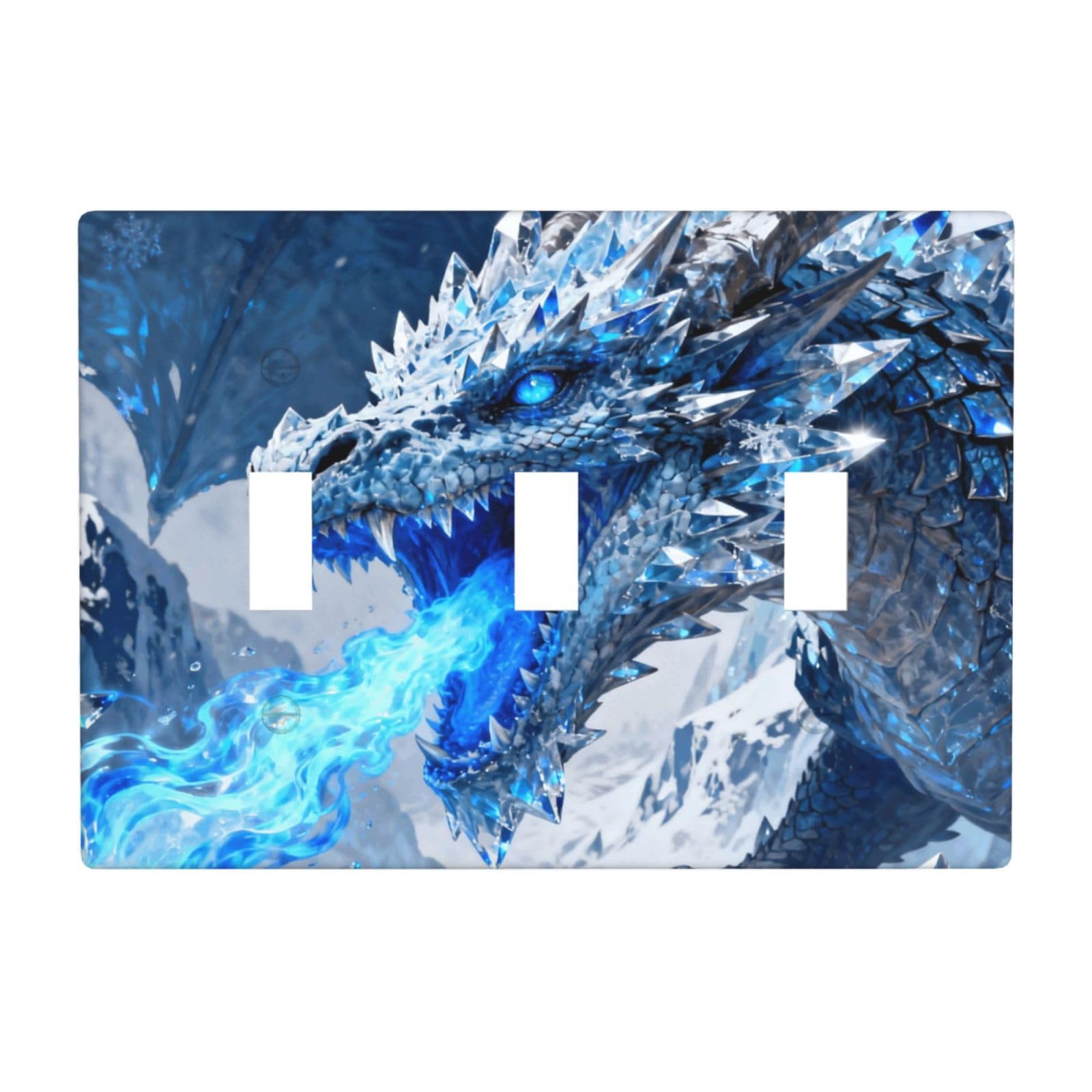 Frost Dragon Breath 3 Gang Switch Plate Cover-Unbreakable Polycarbonate Wall Plate, Heat Resistant Toggle Switch Decor for Home