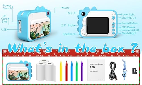 Miniatura 9 de Acadia - Cámara para niños de impresión instantánea, cámara instantánea de 12 MP para niños, sin tinta, cámara digital para niños de 3 a 12 años,